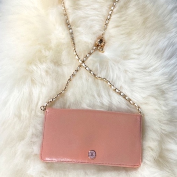 Authentic CoCo CHANEL Pink Bi Fold Leather Wallet/WOC/Authenticity Certificate - Picture 13 of 17